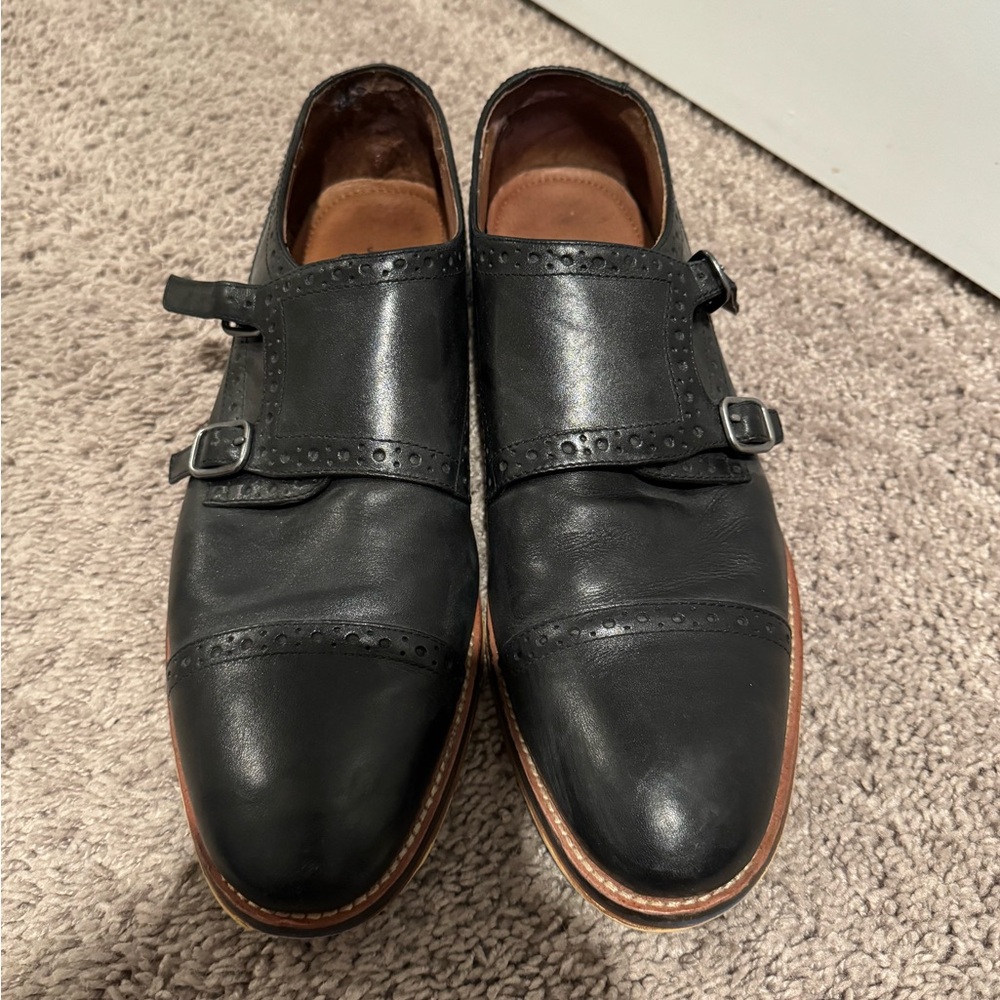 Johnston & Murphy Black Double Monk Strap Loafers